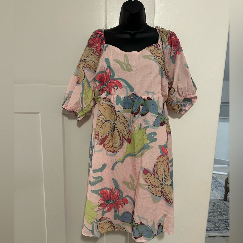 Davi & Dani Pink Floral Mini Dress NWOT XL